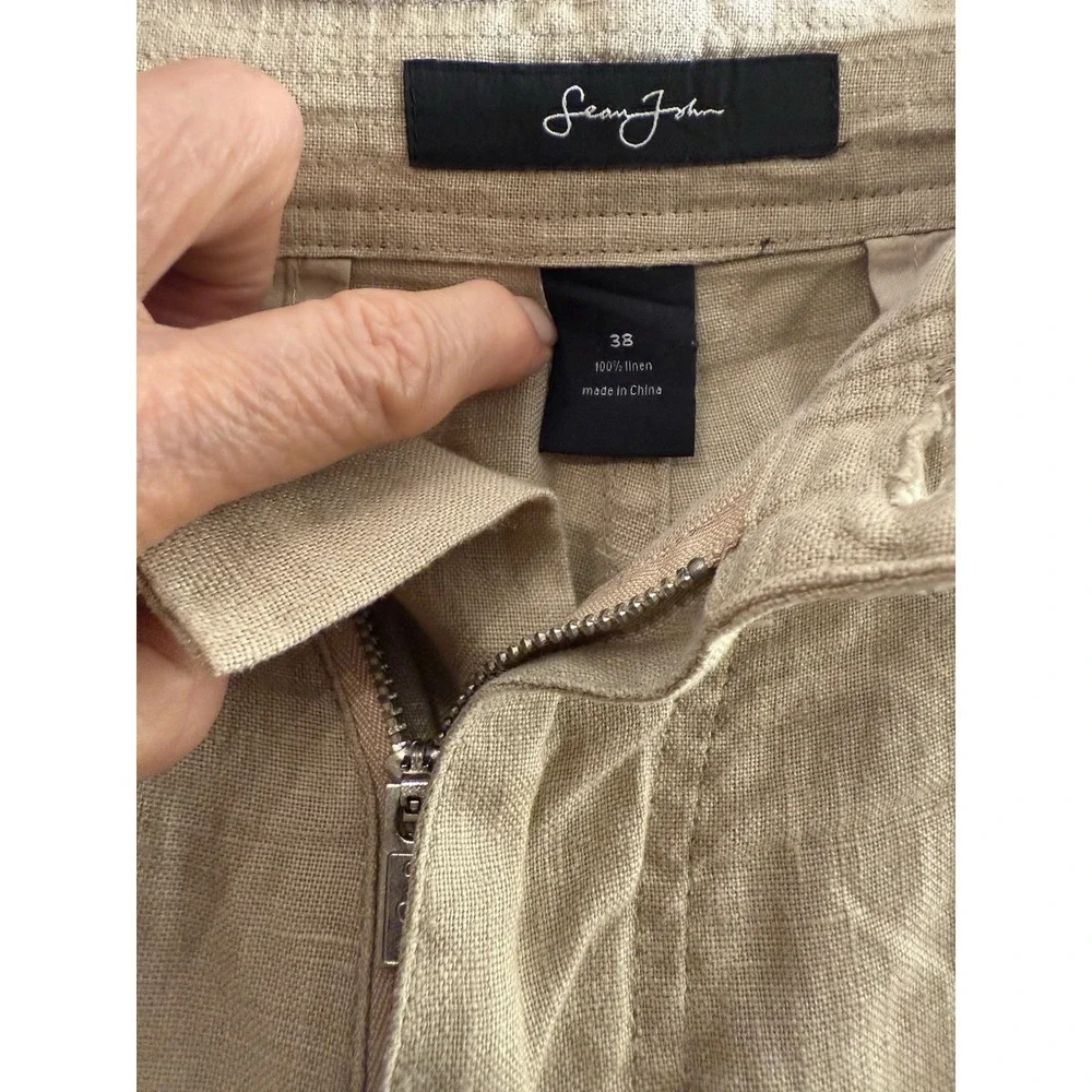 Sean John Men 38 100 % Linen Pants Beige Casual Beach Resort Classy  Rich Hipstr